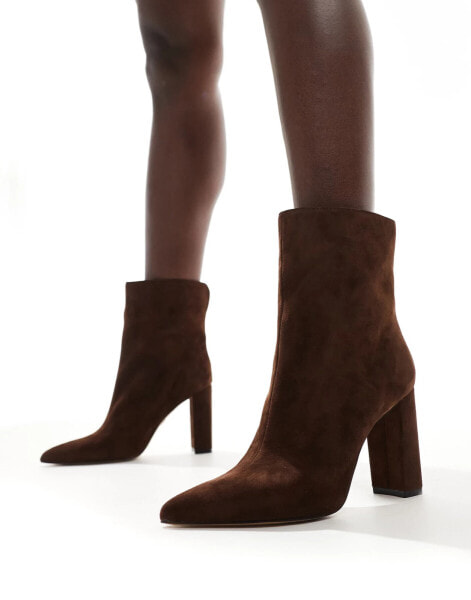 ALDO Sushi block heel ankle boots in dark brown suede