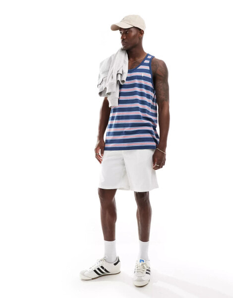 Polo Ralph Lauren icon logo multi stripe vest in mid blue