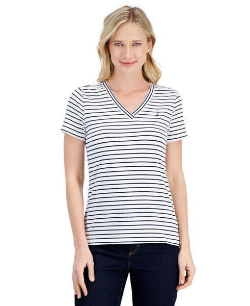 Women's Striped V-Neck Top