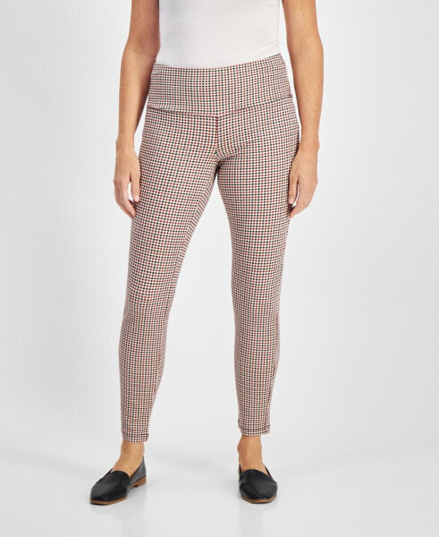 Women's Plaid Skinny Ponte-Knit Pants, Created for Macy's