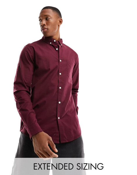 ASOS DESIGN regular fit oxford shirt in oxblood