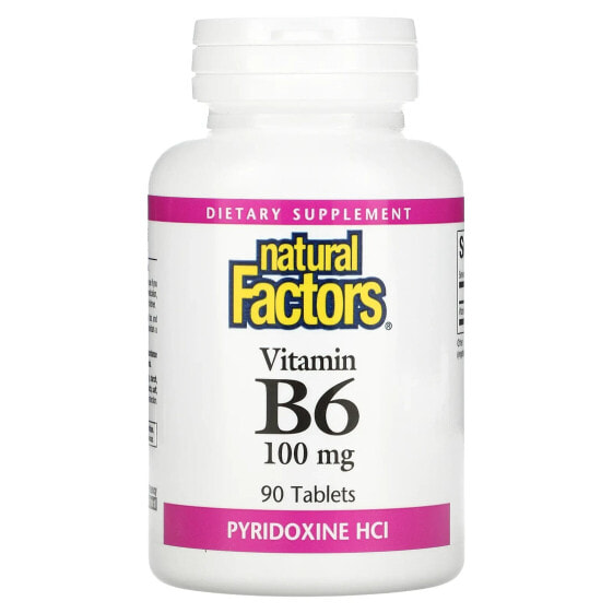 Vitamin B6, Pyridoxine HCl, 100 mg, 90 Tablets