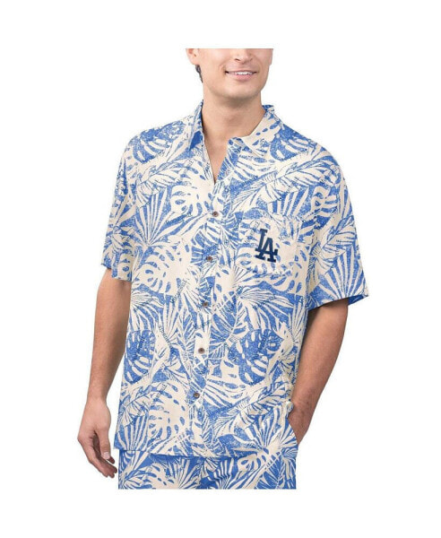 Men's Royal Los Angeles Dodgers Monstera Print Party Button-Up Shirt