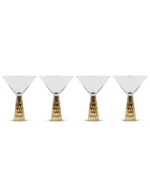 Glass Hammered Martini, 4 Piece Set