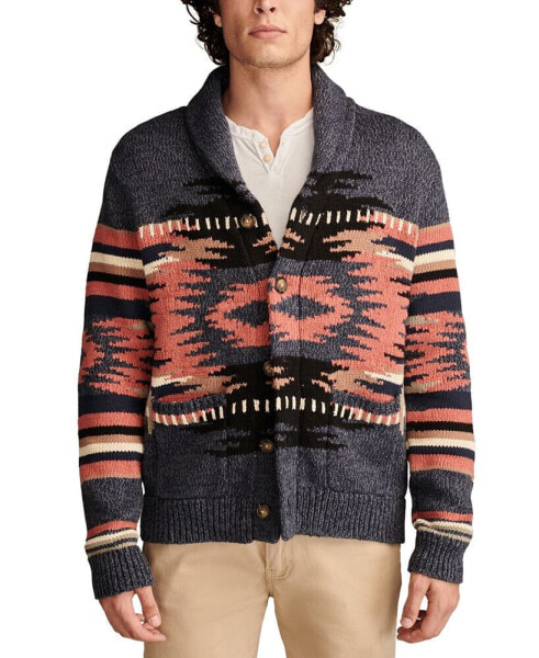 Men's Southwestern Shawl-Collar Cardigan Sweater