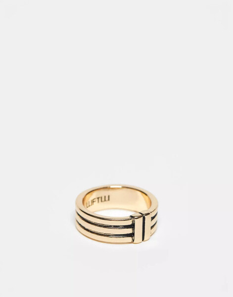 WTFW engraved line band ring in gold