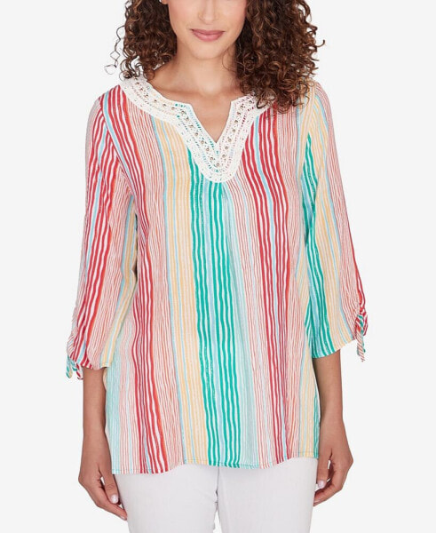 Petite Wavy Metallic Stripe Top