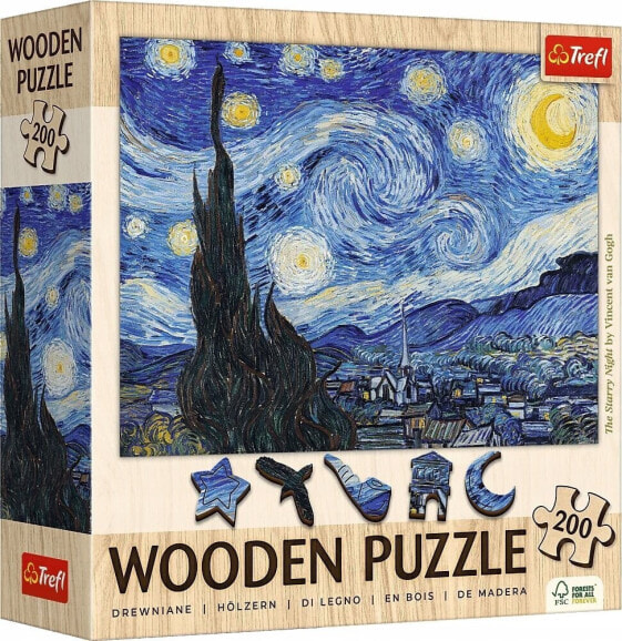 Trefl Puzzle drewniane 200 elementów Gwiaździsta Noc Vincent van Gogh