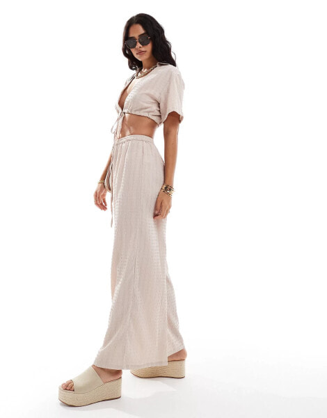 Esmee Exclusive textured beach trouser co-ord in oat