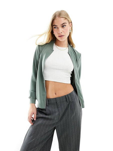 Vero Moda lightweight zip front bomber jacket in green