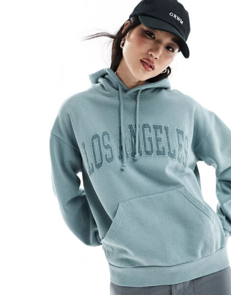 Pull&Bear Pacific LA hoodie in light green