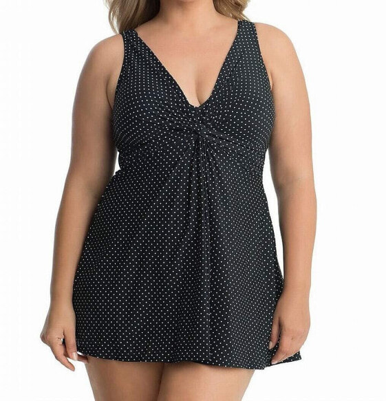 Miraclesuit Womens Plus Size Pin Point Marais Swim Dress Black/White, 22W