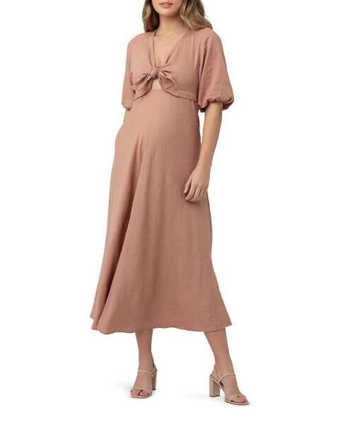 Maternity Camille Tie Front Maxi Dress