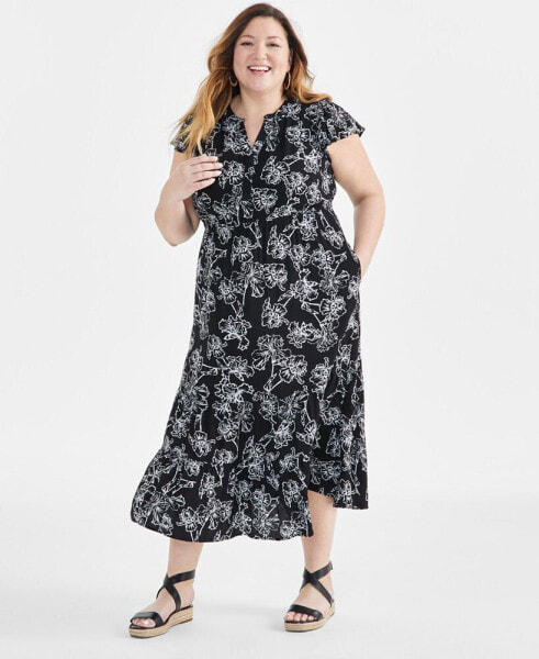 Plus Size Ruffle Tiered Dress, Created for Macy's