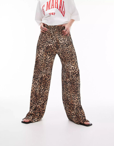 Topshop leopard print plisse trouser