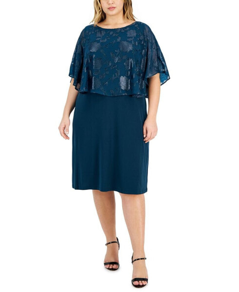 Plus Size Cape-Overlay Sheath Dress