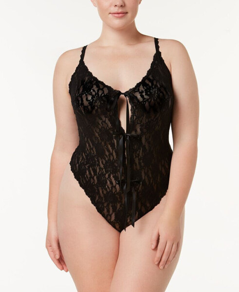 Комплект женского нижнего белья Hanky Panky plus Size After Midnight Crotchless Keyhole Lingerie Teddy 488406X