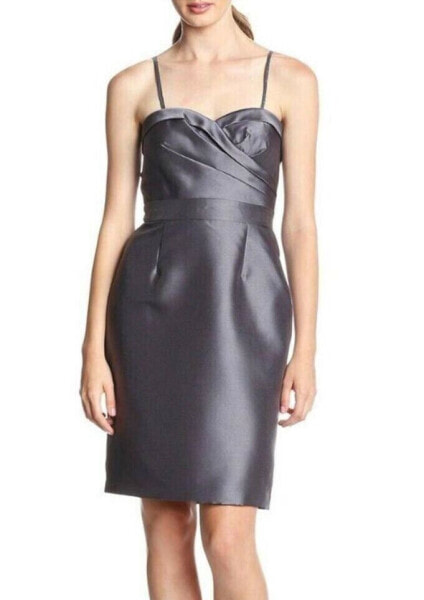 Adrianna Papell Womens Sleeveless Sweetheart Sheath Dress Solid Gunmetal Size 10