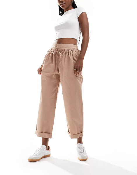 ASOS DESIGN straight leg trouser with double layer detail in clay