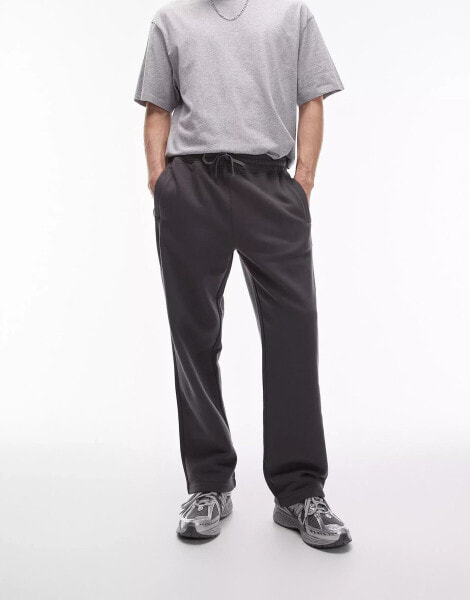 Topman straight leg jogger in charcoal