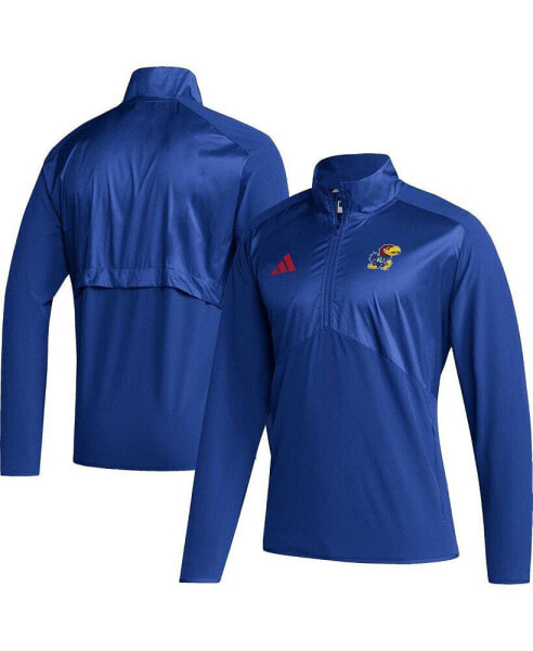 Men's Royal Kansas Jayhawks Sideline AEROREADY Raglan Sleeve Quarter-Zip Jacket