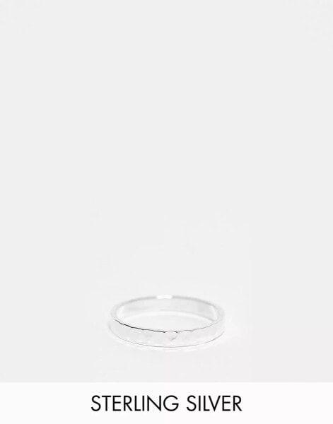 Kingsley Ryan sterling silver 3mm hammered band ring in silver