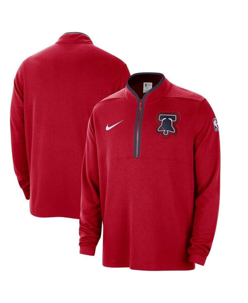 Men's Red Philadelphia 76ers 2023/24 City Edition Authentic Coaches Half-Zip Jacket