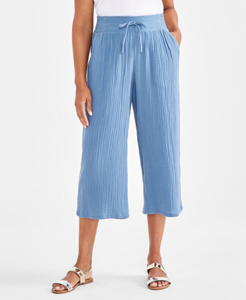 Women's Gauze Cropped Pull-On Pants, Created for Macy's