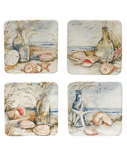 Coastal Landscape Set of 4 Canape Plates, 6"