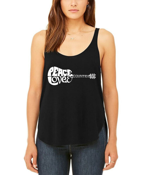 Women's Premium Peace Love Country Word Art Flowy Tank Top