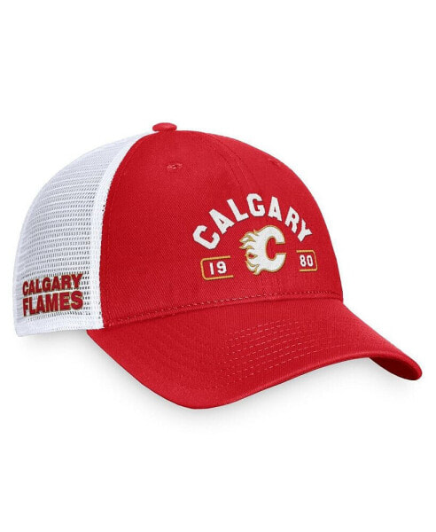 Men's Red/White Calgary Flames Free Kick Trucker Adjustable Hat