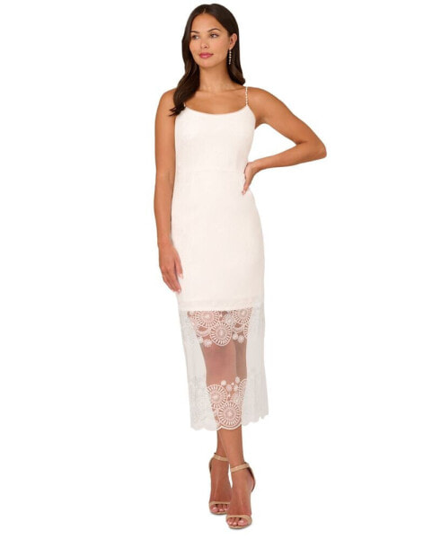 Women's Embroidered Beaded-Strap Sheath Dress