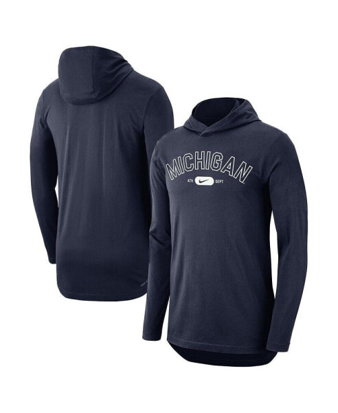 Men's Navy Michigan Wolverines Campus Performance Tri-Blend Long Sleeve Hoodie T-shirt