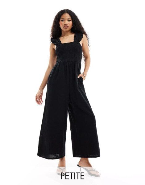 Nobody's Child Petite Maya wide leg jumpsuit in black