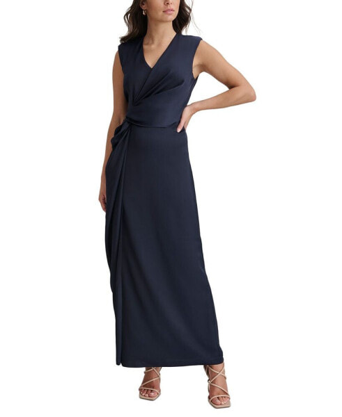 Women's V-Neck Side-Knot Sleeveless Gown