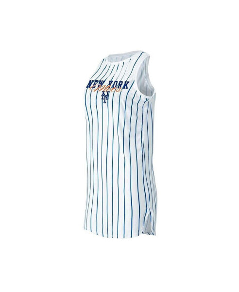 Женская пижама Concepts Sport womens White New York Mets Reel Pinstripe Knit Sleeveless Nightshirt