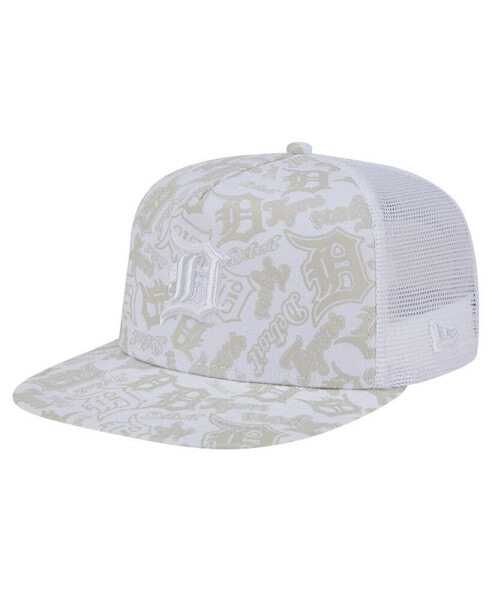 Men's White Detroit Tigers Logo Dunes A-Frame Trucker 9FIFTY Snapback Hat