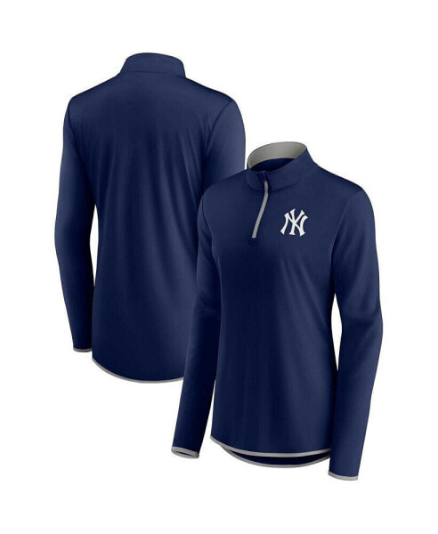 Women's Navy New York Yankees Corner Quarter-Zip Top