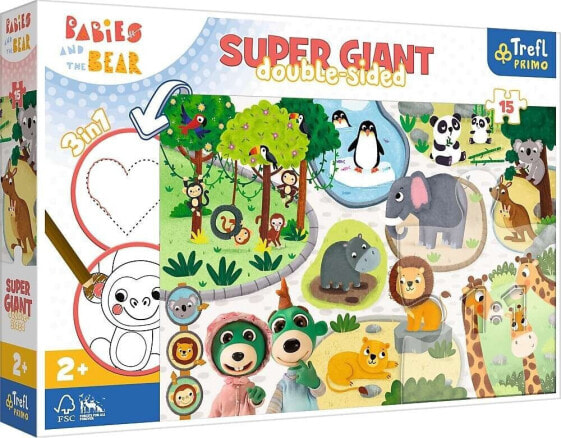 Trefl Primo Puzzle Giant 3w1 15 elementów Bobaski w ZOO