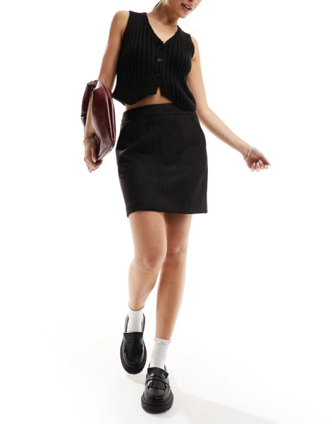 Vero Moda faux suede mini skirt in black