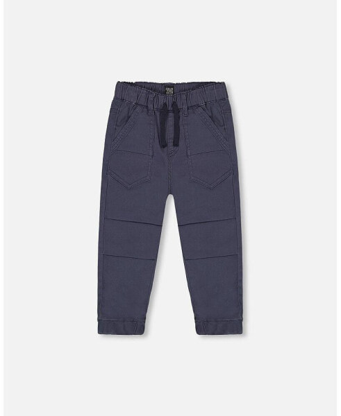 Big Boys Stretch Twill Pleated Knee Jogger Pants Dark Grey