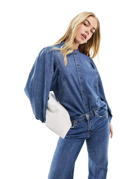 & Other Stories dropped shoulder denim shirt blue wash