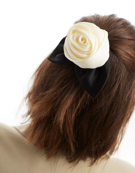 ASOS DESIGN hair tie with corsage detail in black