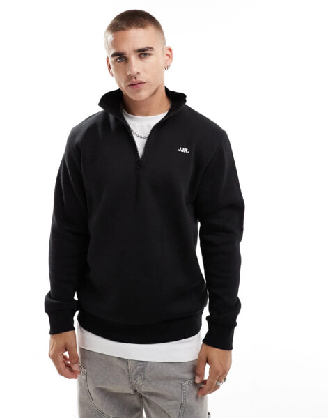 JJ Rebel half zip sweatshirt with small chest logo in black