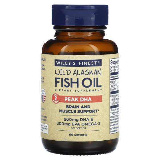 Wild Alaskan Fish Oil, Peak DHA, 60 Softgels