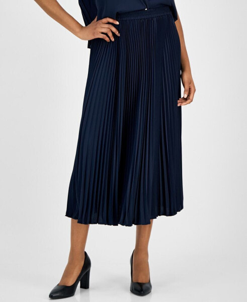 MICHAEL Women's Pleated Pull-On Midi Skirt