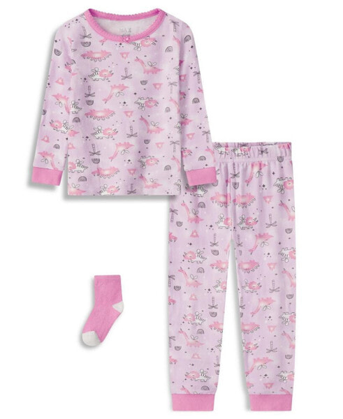 Baby and Toddler Girl Snug Fit 3-Piece Pajama Set