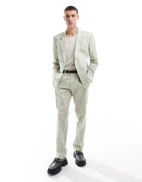 Viggo suit trousers with print in sage green