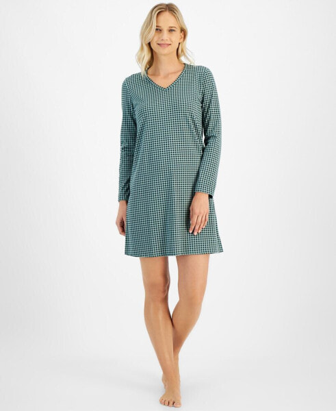 Women's V-Neck Long-Sleeve Sleep Shirt, Created for Macy's