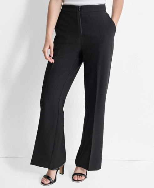 Women's Front-Zip Wide-Leg Trousers